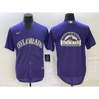 Men's Colorado Rockies Purple Team Big Logo Stitched Baseball Jersey Men's Colorado Rockies Purple Team Big Logo Stitched Baseball Jersey