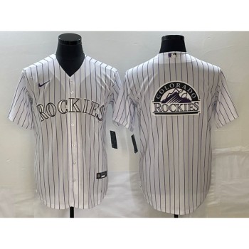 Men's Colorado Rockies White Team Big Logo Stitched Baseball Jersey Men's Colorado Rockies White Team Big Logo Stitched Baseball Jersey