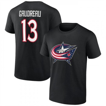 Men's Columbus Blue Jackets #13 Johnny Gaudreau Black T-Shirt Men's Columbus Blue Jackets #13 Johnny Gaudreau Black T-Shirt
