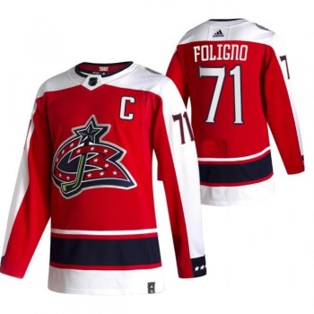 Men's Columbus Blue Jackets #71 Nick Foligno 2020-21 Red Reverse Retro Stitched Jersey Men's Columbus Blue Jackets #71 Nick Foligno 2020-21 Red Reverse Retro Stitched Jersey