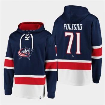 Men's Columbus Blue Jackets #71 Nick Foligno Navy All Stitched Sweatshirt Hoodie Men's Columbus Blue Jackets #71 Nick Foligno Navy All Stitched Sweatshirt Hoodie