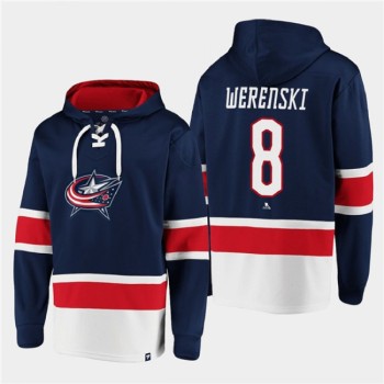 Men's Columbus Blue Jackets #8 Zach Werenski Navy All Stitched Sweatshirt Hoodie Men's Columbus Blue Jackets #8 Zach Werenski Navy All Stitched Sweatshirt Hoodie
