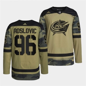 Men's Columbus Blue Jackets #96 Jack Roslovic 2022 Camo Military Appreciation Night Stitched Jersey Men's Columbus Blue Jackets #96 Jack Roslovic 2022 Camo Military Appreciation Night Stitched Jersey
