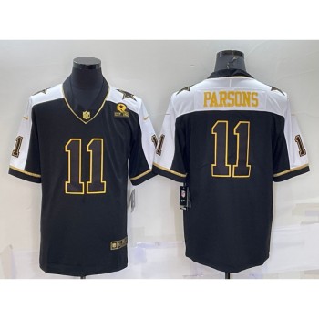 Men's Dallas Cowboys #11 Micah Parsons Black Gold Thanksgiving With Patch Stitched Jersey Men's Dallas Cowboys #11 Micah Parsons Black Gold Thanksgiving With Patch Stitched Jersey