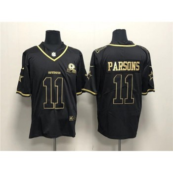 Men's Dallas Cowboys #11 Micah Parsons Black Gold With 1960 Patch Stitched Jersey Men's Dallas Cowboys #11 Micah Parsons Black Gold With 1960 Patch Stitched Jersey