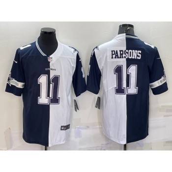 Men's Dallas Cowboys #11 Micah Parsons Navy White Split Vapor Untouchable Limited Stitched Jersey