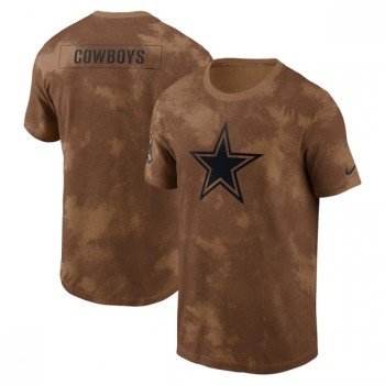 Men's Dallas Cowboys 2023 Brown Salute To Service Sideline T-Shirt Men's Dallas Cowboys 2023 Brown Salute To Service Sideline T-Shirt