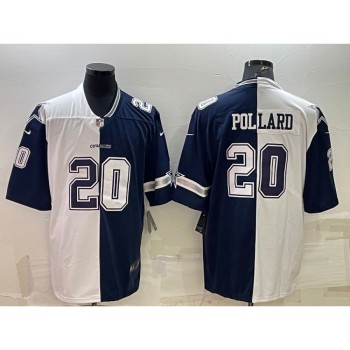 Men's Dallas Cowboys #20 Tony Pollard Navy White Split Vapor Untouchable Limited Stitched Jersey