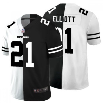 Men's Dallas Cowboys #21 Ezekiel Elliott Black White Split 2020 Stitched Jersey Men's Dallas Cowboys #21 Ezekiel Elliott Black White Split 2020 Stitched Jersey
