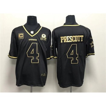 Men's Dallas Cowboys #4 Dak Prescott Black Gold With 1960 PatchAnd 4-Star C Patch Stitched Jersey Men's Dallas Cowboys #4 Dak Prescott Black Gold With 1960 PatchAnd 4-Star C Patch Stitched Jersey