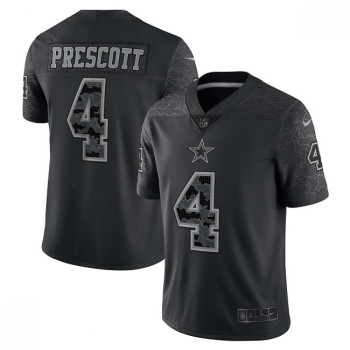 Men's Dallas Cowboys #4 Dak Prescott Black Reflective Limited Stitched Football Jersey Men's Dallas Cowboys #4 Dak Prescott Black Reflective Limited Stitched Football Jersey