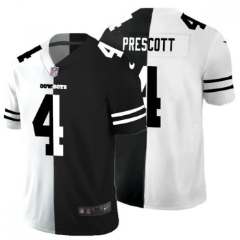 Men's Dallas Cowboys #4 Dak Prescott Black White Split 2020 Stitched Jersey Men's Dallas Cowboys #4 Dak Prescott Black White Split 2020 Stitched Jersey
