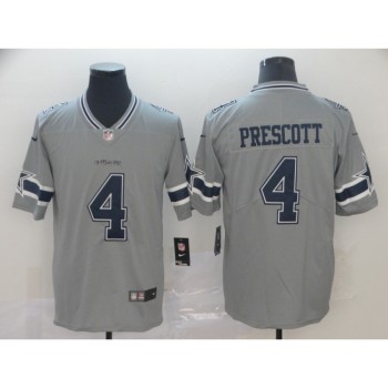 Men's Dallas Cowboys #4 Dak Prescott Gray Inverted Legend Stitched NFL Jersey