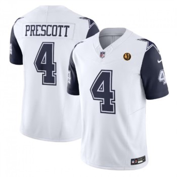 Men's Dallas Cowboys #4 Dak Prescott White 2023 F.U.S.E. With John Madden Patch Vapor Limited Stitched Football Jersey Men's Dallas Cowboys #4 Dak Prescott White 2023 F.U.S.E. With John Madden Patch Vapor Limited Stitched Football Jersey