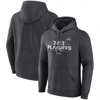 Men's Dallas Cowboys Heather Charcoal 2023 Playoffs Fleece Pullover Hoodie Men's Dallas Cowboys Heather Charcoal 2023 Playoffs Fleece Pullover Hoodie
