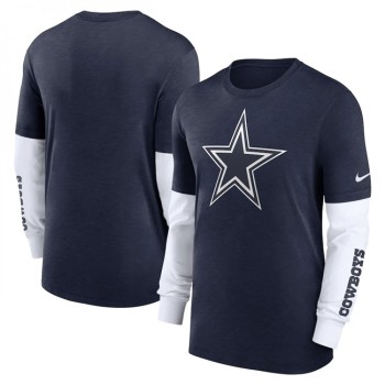 Men's Dallas Cowboys Heather Navy Slub Fashion Long Sleeve T-Shirt Men's Dallas Cowboys Heather Navy Slub Fashion Long Sleeve T-Shirt