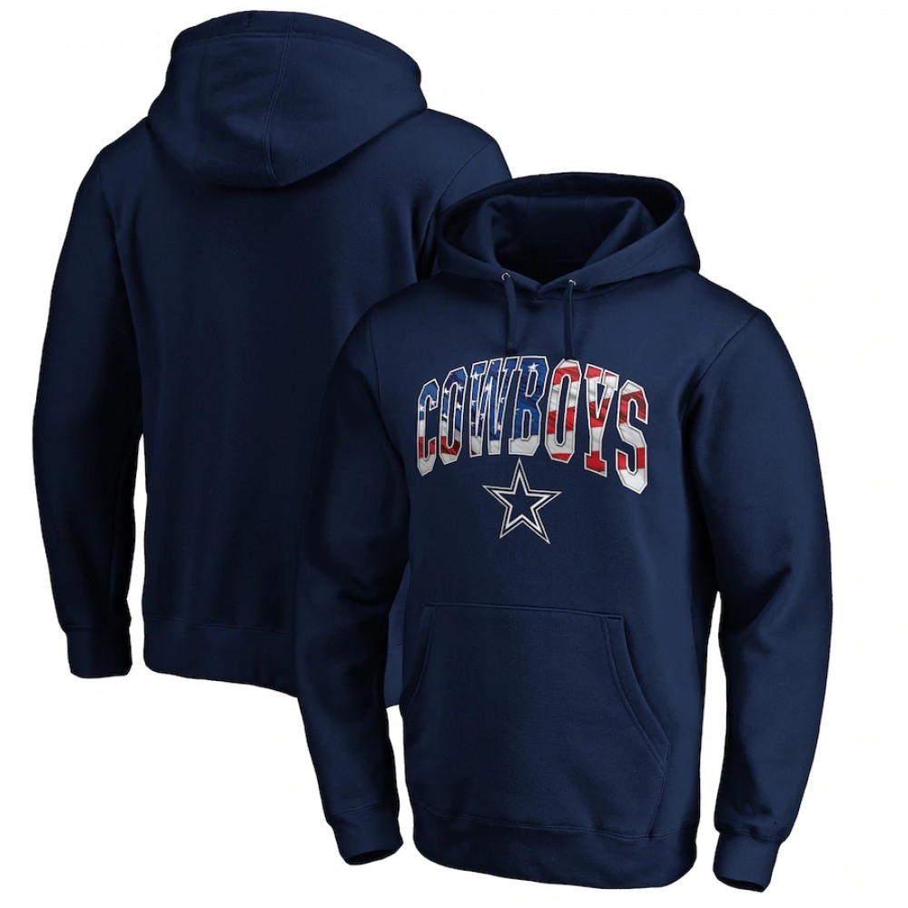 Men's Dallas Cowboys Navy Banner Wave Pullover Hoodie