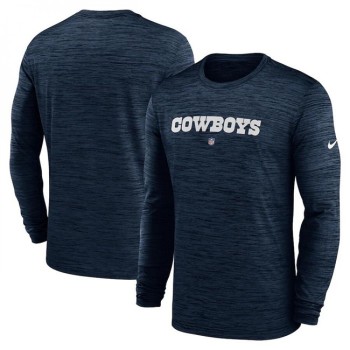 Men's Dallas Cowboys Navy Sideline Team Velocity Performance Long Sleeve T-Shirt Men's Dallas Cowboys Navy Sideline Team Velocity Performance Long Sleeve T-Shirt