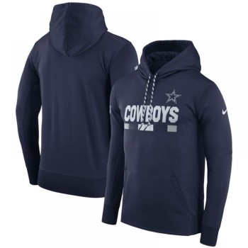Men's Dallas Cowboys Navy Sideline Team Name Performance Pullover Hoodie