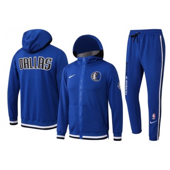 Men's Dallas Mavericks 75th Anniversary Royal Performance Showtime Full-Zip Hoodie Jacket And Pants Suit Men's Dallas Mavericks 75th Anniversary Royal Performance Showtime Full-Zip Hoodie Jacket And Pants Suit