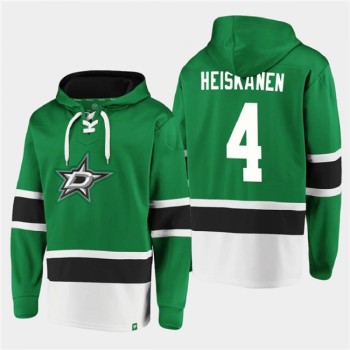 Men's Dallas Stars #4 Miro Heiskanen Green Ageless Must-Have Lace-Up Pullover Hoodie Men's Dallas Stars #4 Miro Heiskanen Green Ageless Must-Have Lace-Up Pullover Hoodie