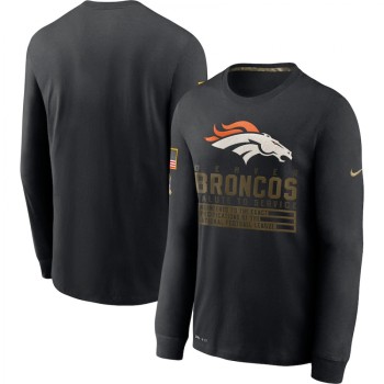 Men's Denver Broncos 2020 Black Salute to Service Sideline Performance Long Sleeve T-Shirt Men's Denver Broncos 2020 Black Salute to Service Sideline Performance Long Sleeve T-Shirt