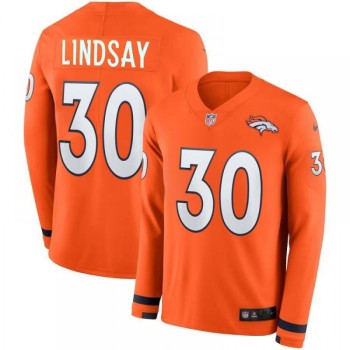 Men's Denver Broncos #30 Phillip Lindsay Orange Therma Long Sleeve Stitched NFL Jersey Men's Denver Broncos #30 Phillip Lindsay Orange Therma Long Sleeve Stitched NFL Jersey