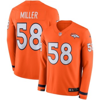 Men's Denver Broncos #58 Von Miller Orange Therma Long Sleeve Stitched NFL Jersey Men's Denver Broncos #58 Von Miller Orange Therma Long Sleeve Stitched NFL Jersey