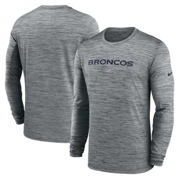 Men's Denver Broncos Heather Gray Sideline Team Velocity Performance Long Sleeve T-Shirt Men's Denver Broncos Heather Gray Sideline Team Velocity Performance Long Sleeve T-Shirt