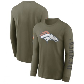 Men's Denver Broncos Olive 2022 Salute to Service Long Sleeve T-Shirt Men's Denver Broncos Olive 2022 Salute to Service Long Sleeve T-Shirt