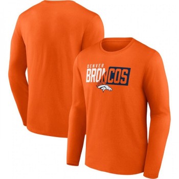 Men's Denver Broncos Orange One Two Long Sleeve T-Shirt Men's Denver Broncos Orange One Two Long Sleeve T-Shirt