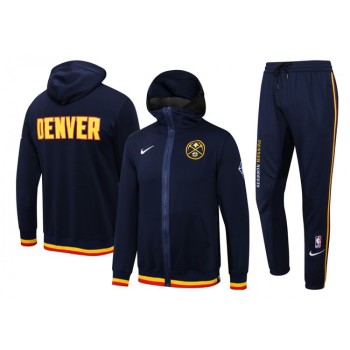 Men's Denver Nuggets 75th Anniversary Navy Performance Showtime Full-Zip Hoodie Jacket And Pants Suit Men's Denver Nuggets 75th Anniversary Navy Performance Showtime Full-Zip Hoodie Jacket And Pants Suit