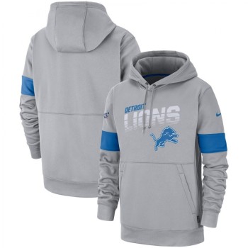 Men's Detroit Lions 2019 Grey 100th Season Sideline Team Logo Performance Pullover Hoodie Men's Detroit Lions 2019 Grey 100th Season Sideline Team Logo Performance Pullover Hoodie