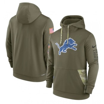 Men's Detroit Lions 2022 Olive Salute to Service Therma Performance Pullover Hoodie Men's Detroit Lions 2022 Olive Salute to Service Therma Performance Pullover Hoodie