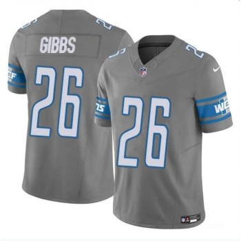 Men's Detroit Lions #26 Jahmyr Gibbs Grey 2023 F.U.S.E. Vapor Untouchable Limited Stitched Football Jersey Men's Detroit Lions #26 Jahmyr Gibbs Grey 2023 F.U.S.E. Vapor Untouchable Limited Stitched Football Jersey