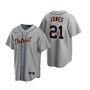 Men's Detroit Tigers #21 Jacoby Jones Grey Cool Base Stitched Jersey Men's Detroit Tigers #21 Jacoby Jones Grey Cool Base Stitched Jersey