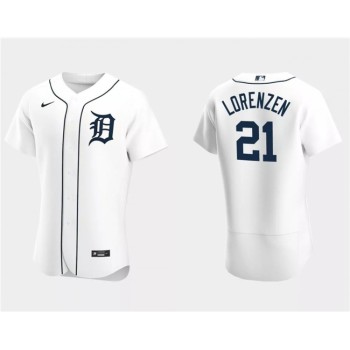 Men's Detroit Tigers #21 Michael Lorenzen White Flex Base Stitched Jersey Men's Detroit Tigers #21 Michael Lorenzen White Flex Base Stitched Jersey