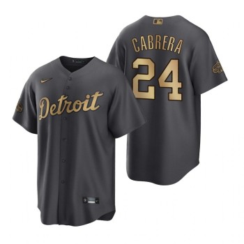 Men's Detroit Tigers #24 Miguel Cabrera 2022 All-star Charcoal Cool Base Stitched Jersey Men's Detroit Tigers #24 Miguel Cabrera 2022 All-star Charcoal Cool Base Stitched Jersey