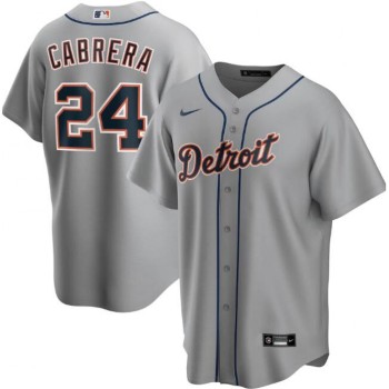 Men's Detroit Tigers #24 Miguel Cabrera Grey Cool Base Stitched Jersey Men's Detroit Tigers #24 Miguel Cabrera Grey Cool Base Stitched Jersey