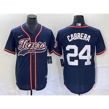 Men's Detroit Tigers #24 Miguel Cabrera Navy Cool Base Stitched Baseball Jersey Men's Detroit Tigers #24 Miguel Cabrera Navy Cool Base Stitched Baseball Jersey