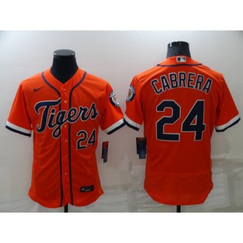 Men's Detroit Tigers #24 Miguel Cabrera Orange Flex Base Stitched Jersey Men's Detroit Tigers #24 Miguel Cabrera Orange Flex Base Stitched Jersey