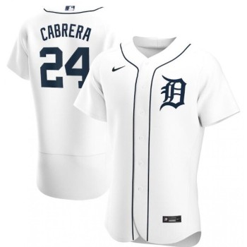 Men's Detroit Tigers #24 Miguel Cabrera White Flex Base Stitched Jersey Men's Detroit Tigers #24 Miguel Cabrera White Flex Base Stitched Jersey