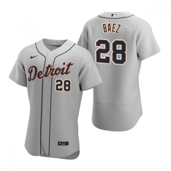 Men's Detroit Tigers #28 Javier Baez Grey Flex Base Stitched Jersey Men's Detroit Tigers #28 Javier Baez Grey Flex Base Stitched Jersey