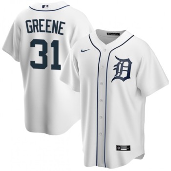 Men's Detroit Tigers #31 Riley Greene White Cool Base Stitched Jersey Men's Detroit Tigers #31 Riley Greene White Cool Base Stitched Jersey