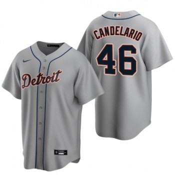 Men's Detroit Tigers #46 Jeimer Candelario Grey Cool Base Stitched Jersey Men's Detroit Tigers #46 Jeimer Candelario Grey Cool Base Stitched Jersey