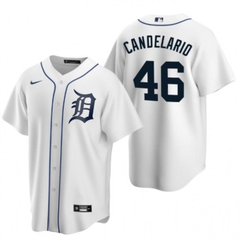 Men's Detroit Tigers #46 Jeimer Candelario White Cool Base Stitched Jersey Men's Detroit Tigers #46 Jeimer Candelario White Cool Base Stitched Jersey