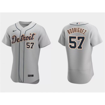 Men's Detroit Tigers #57 Eduardo Rodriguez Grey Flex Base Stitched Jersey Men's Detroit Tigers #57 Eduardo Rodriguez Grey Flex Base Stitched Jersey