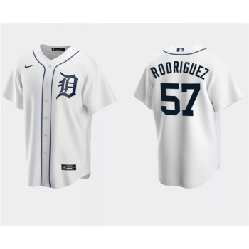 Men's Detroit Tigers #57 Eduardo Rodriguez White Cool Base Stitched Jersey Men's Detroit Tigers #57 Eduardo Rodriguez White Cool Base Stitched Jersey