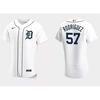 Men's Detroit Tigers #57 Eduardo Rodriguez White Flex Base Stitched Jersey Men's Detroit Tigers #57 Eduardo Rodriguez White Flex Base Stitched Jersey