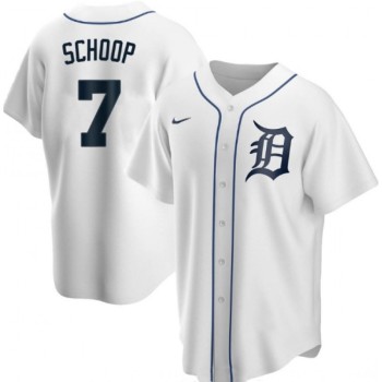 Men's Detroit Tigers #7 Jonathan Schoop White Cool Base Stitched Jersey Men's Detroit Tigers #7 Jonathan Schoop White Cool Base Stitched Jersey